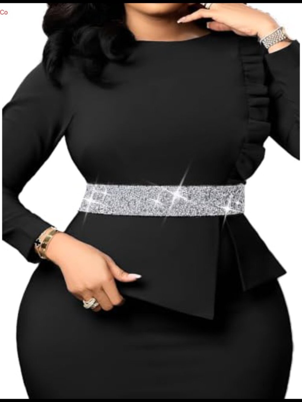 Rhinestone Stretch Belt PU Leather Elastic Waist Belt for Dress Formal